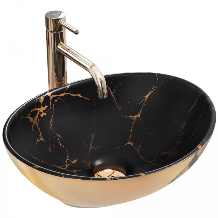 Накладной умывальник Rea Sofia in Marble Mat Black Gold